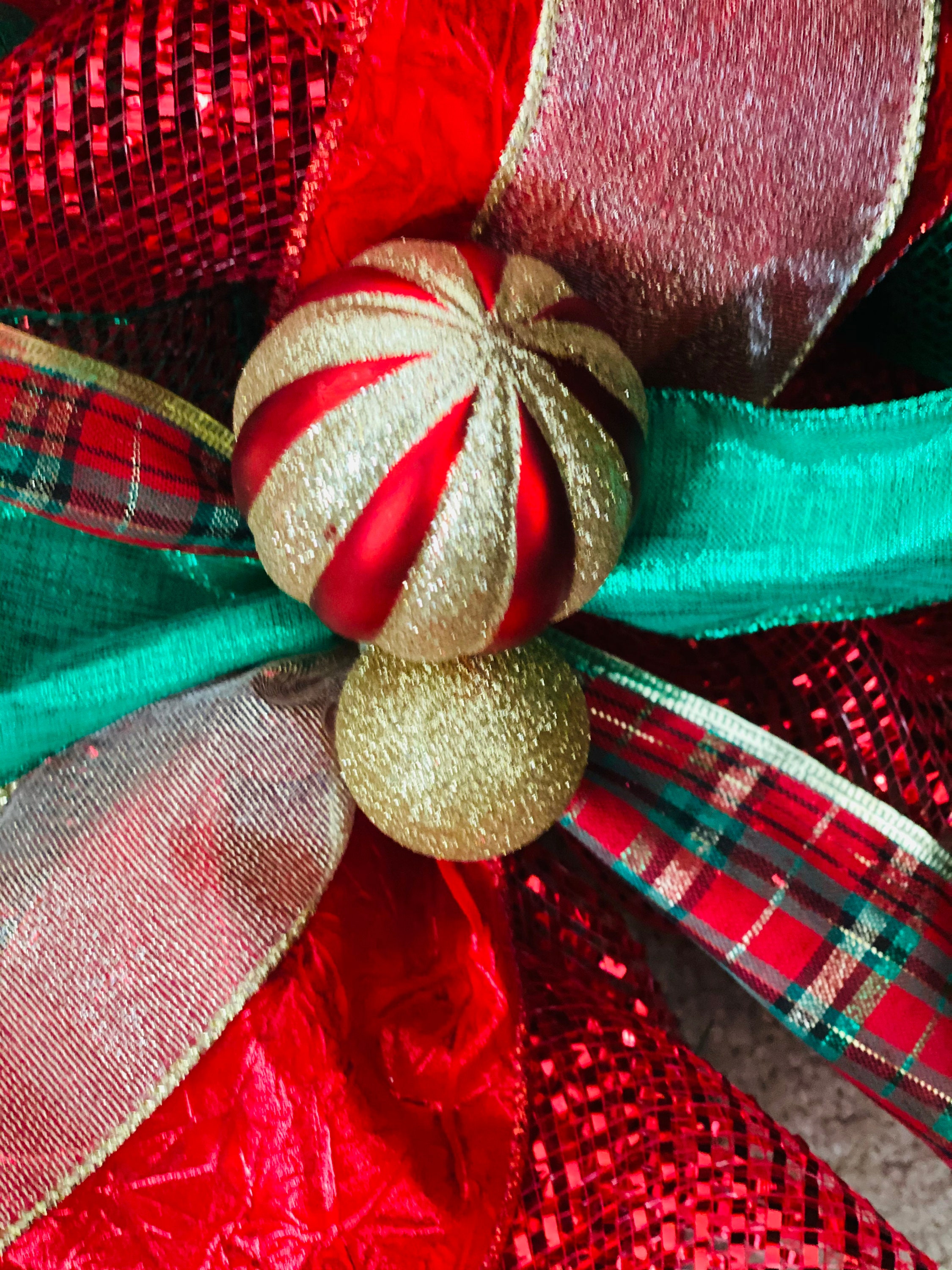 Christmas Garland Red Green and Gold Christmas Garland Etsy