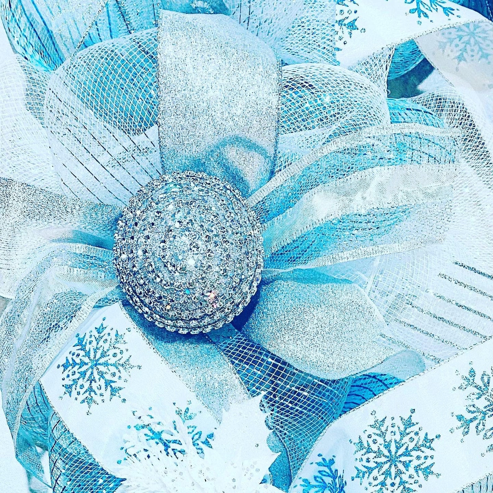 Silver, White and Light Blue Christmas Garland Christmas Staircase