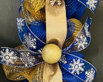 Christmas Garland | Blue, Silver and Gold Christmas Garland | Christmas Staircase Garland | Blue and Gold Garland | Luxury Christmas Garland