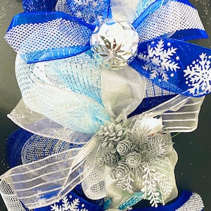 Blue, Light Blue, Silver and White Christmas garland| Christmas Garland | Luxury Christmas Garland | Snowflake Garland | Baby Blue Garland