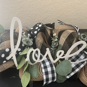 Love garland in white/gold| Buffalo Garland |Black and white Garland | Checker Garland | Fall Garland | Greenery Garland