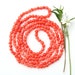 Bamboo Coral Necklace 44 Inch, Long Hand Knotted Beaded Necklace, Double Wrap Necklace Or Wrap Bracelet, Red Orange Coral Beaded Jewelry