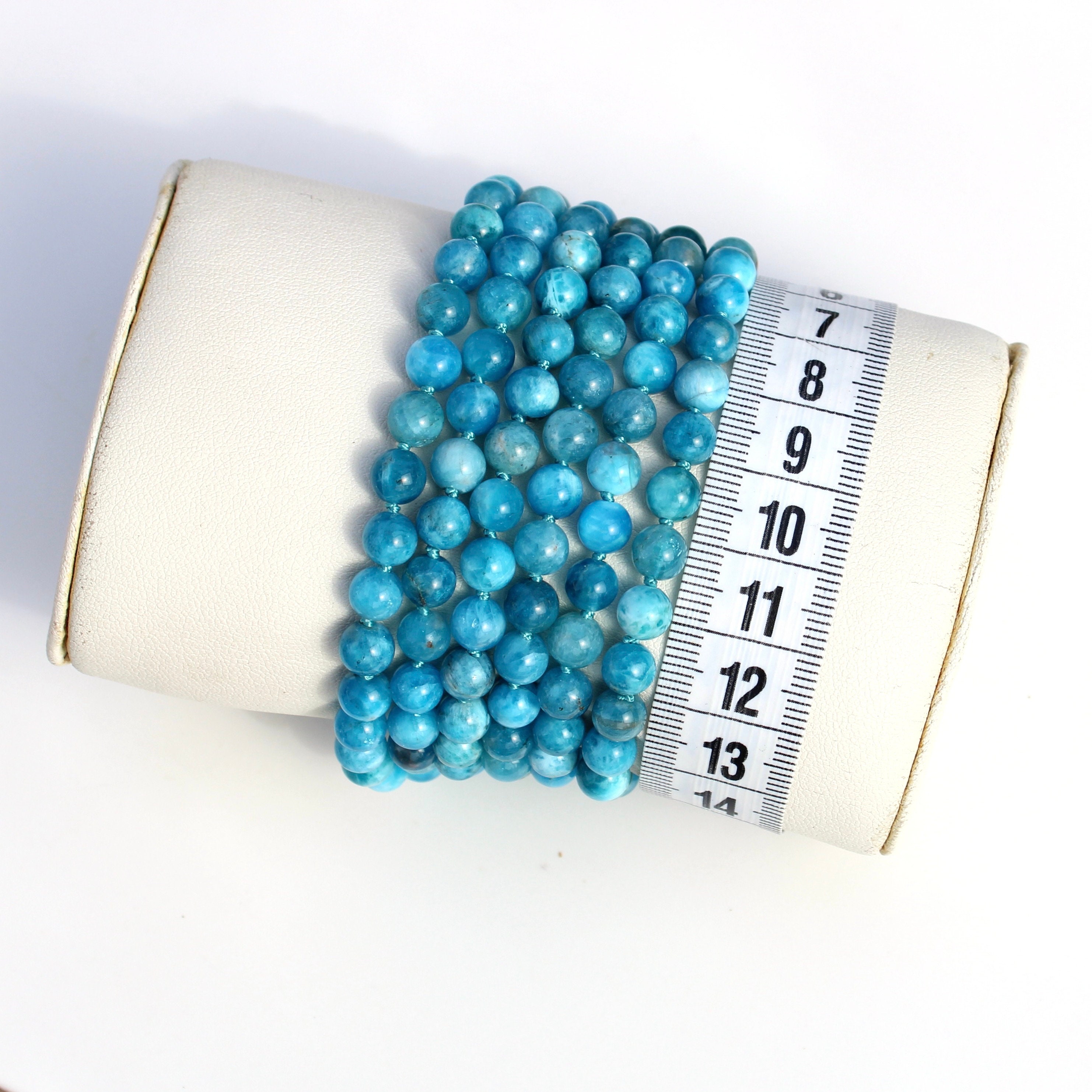 Collana In Apatite Naturale Blu - Schegge Di Pietra, Lunghezza 45 Cm, Fatte A Mano, Con Chiusura Ottone