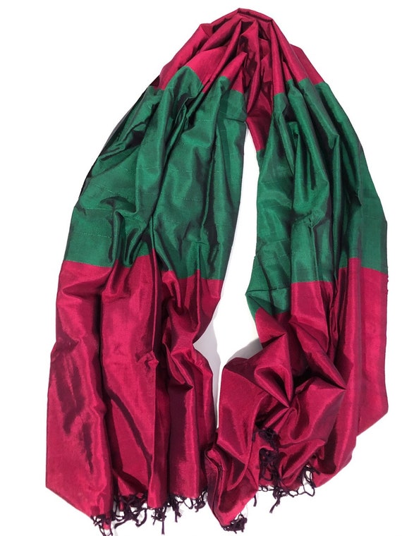 Silk Scarf Red Black Green Scarf Gucci Black/Green/Red Web Wool Silk Knit  Scarf Gucci TLC