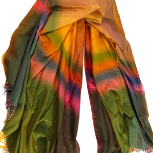 100% Silk- Hand Woven Raw Silk Scarf/Shawl ONE OF A KIND (Shot effect)- Multicolor  Scarf/ Shawl (84 x 44 Inches)