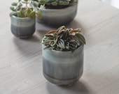 Grey Ceramic Glazed Ombre Plant Pot Size 11.5 x 10.5cm