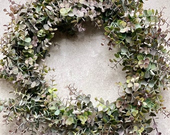 Large Eucalyptus Wreath - 50cm  Faux Spring Front Door Wreath  Artificial All Year Round Wreath  Outdoor/Indoor Wreath