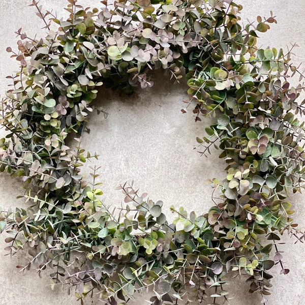 Large Eucalyptus Wreath - 50cm  Faux Spring Front Door Wreath  Artificial All Year Round Wreath  Outdoor/Indoor Wreath