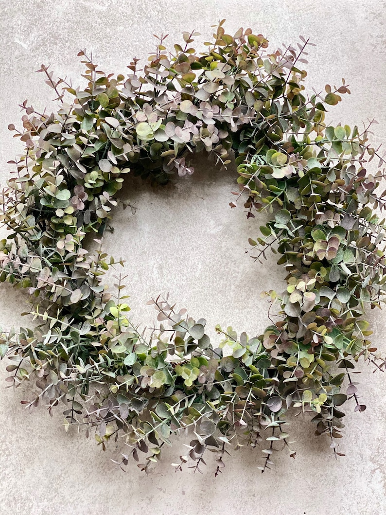 Large Eucalyptus Wreath 50cm Faux Spring Front Door Wreath Artificial All Year Round Wreath Outdoor/Indoor Wreath image 1