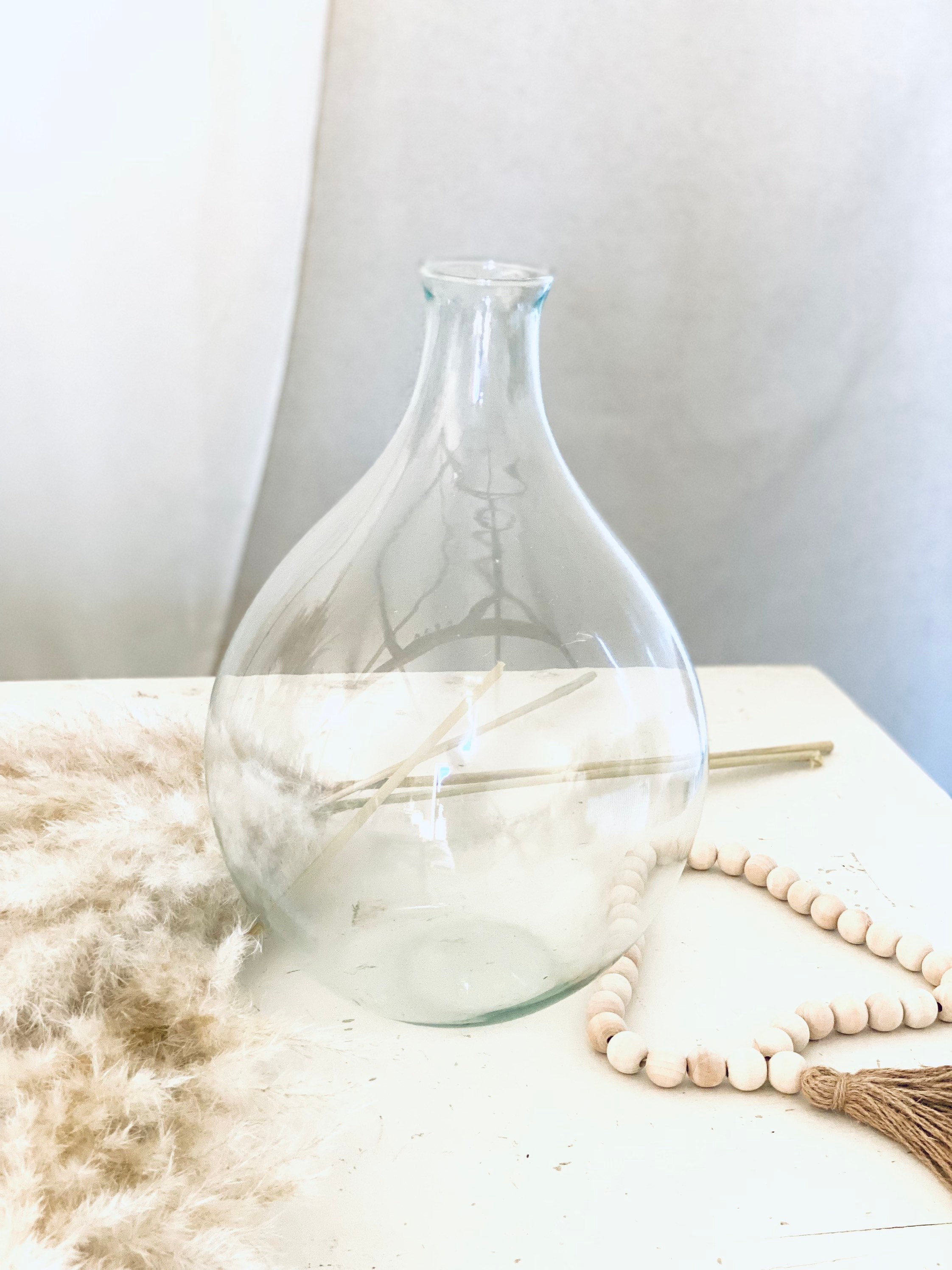 Clear Recycled Tall Glass Bottle Vase Carafe Shaped Vase Etsy UK