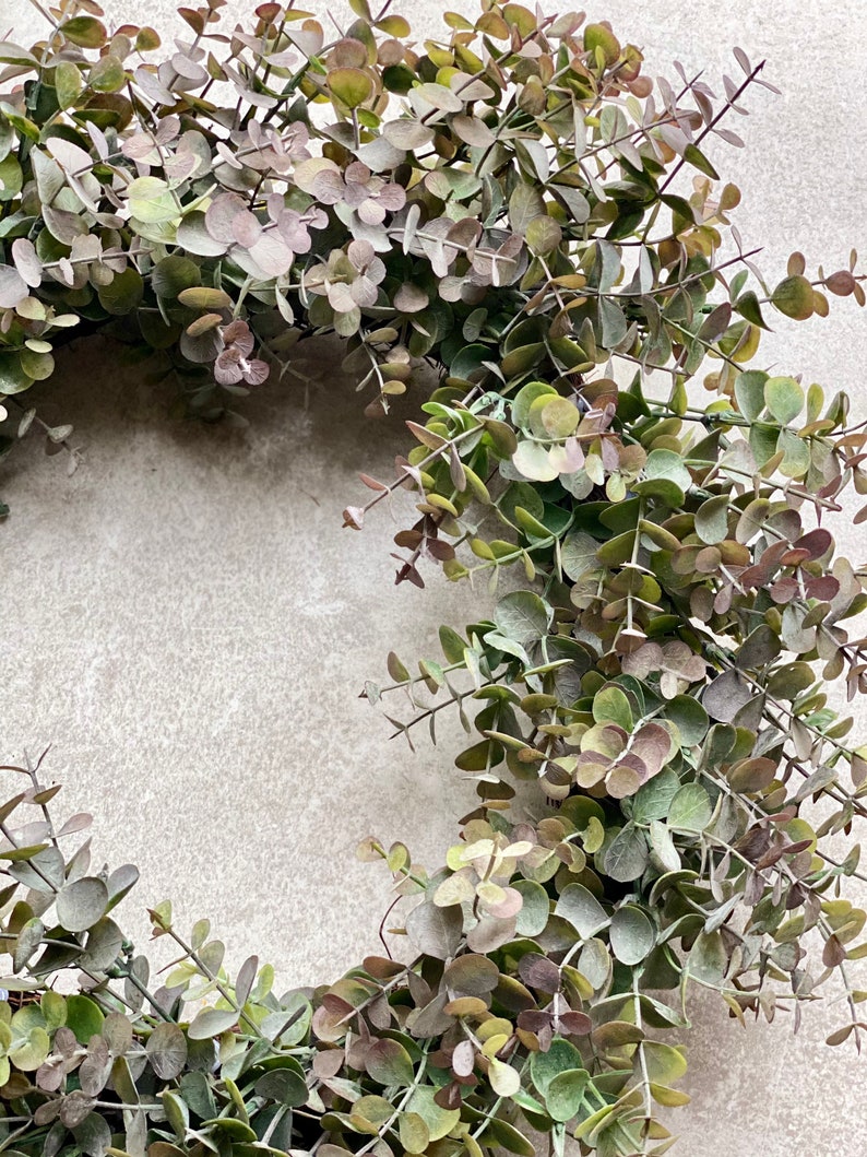 Large Eucalyptus Wreath 50cm Faux Spring Front Door Wreath Artificial All Year Round Wreath Outdoor/Indoor Wreath image 2