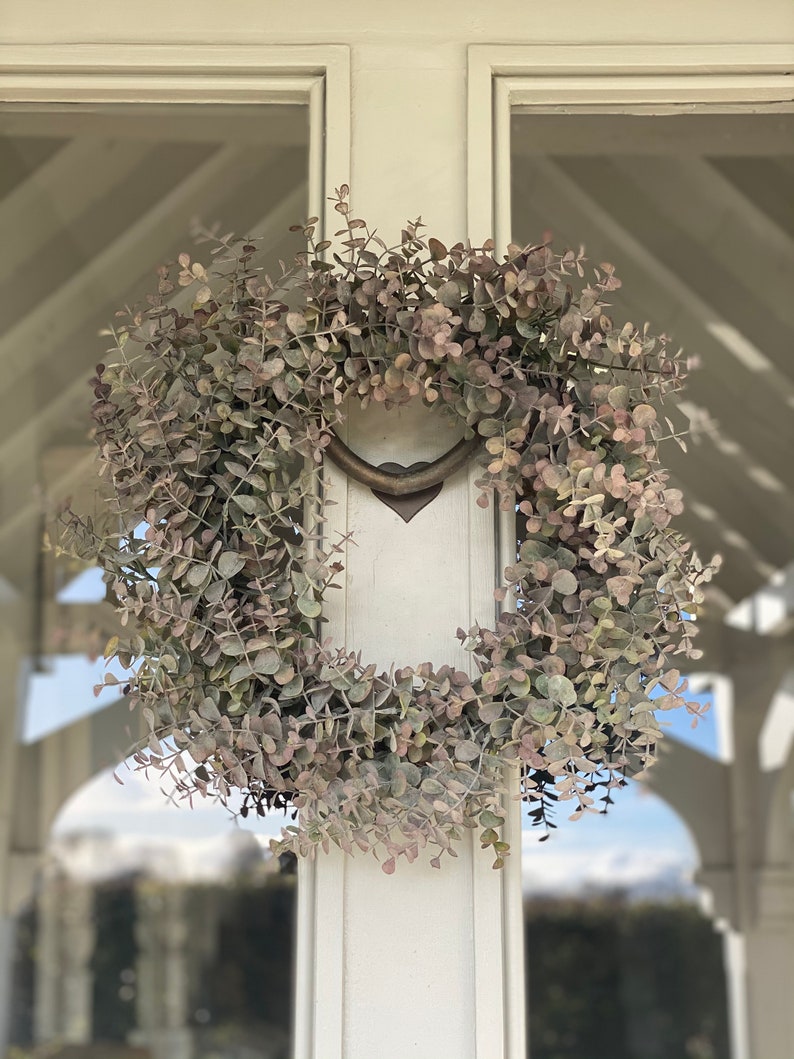 Large Eucalyptus Wreath 50cm Faux Spring Front Door Wreath Artificial All Year Round Wreath Outdoor/Indoor Wreath image 7