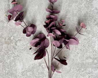 Faux Burgundy Eucalyptus Stem  Artificial Everlasting Foliage  Length 100cm