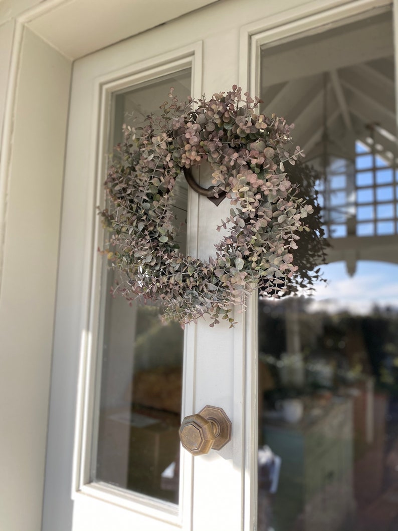 Large Eucalyptus Wreath 50cm Faux Spring Front Door Wreath Artificial All Year Round Wreath Outdoor/Indoor Wreath image 8