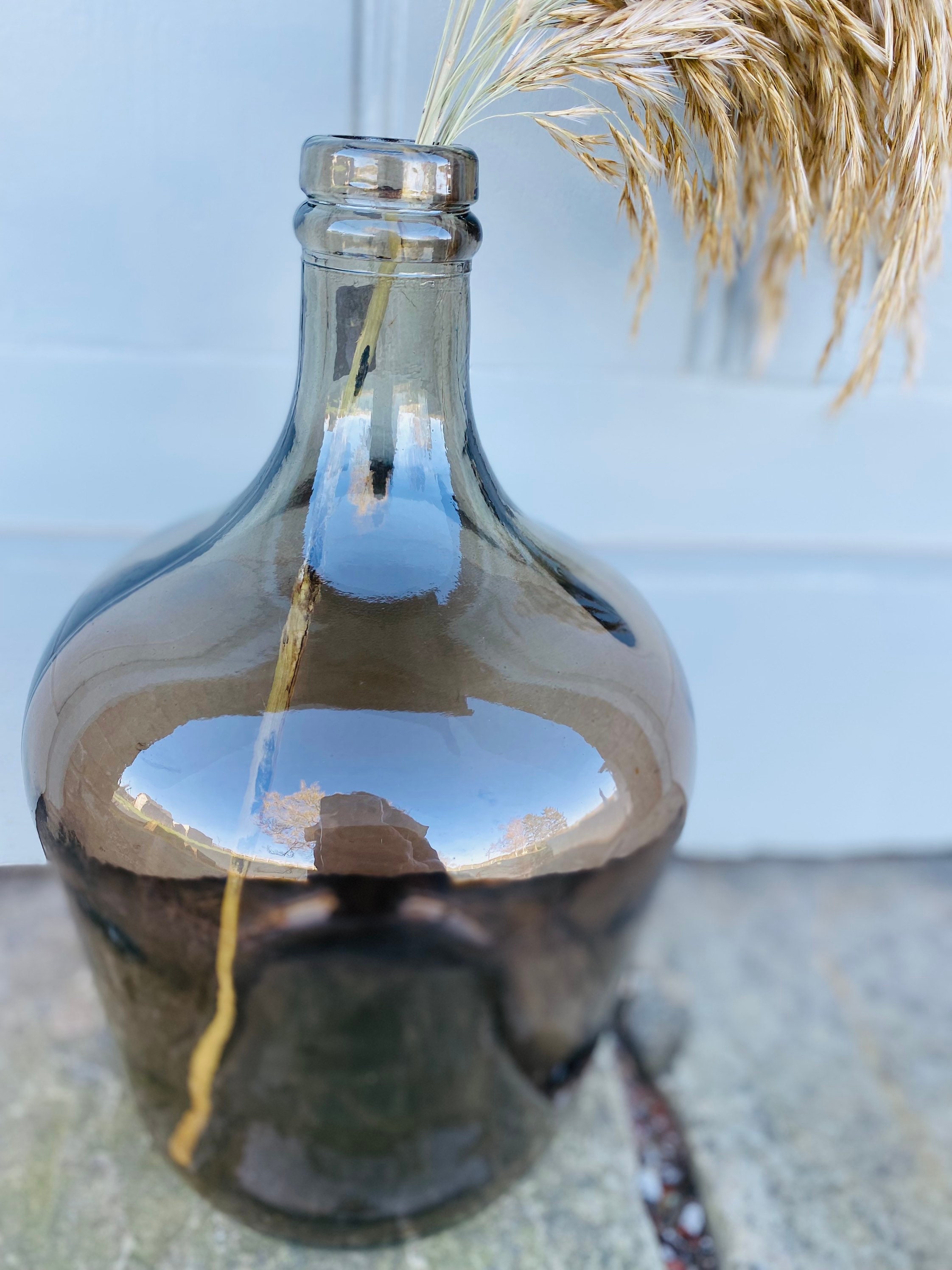 Recycled Glass Vase Handmade Demijohn Shaped Narrow Bottle Etsy UK