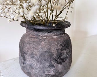 Textured Brown Stone Vase Rustic Pot Ceramic Urn Dried Flower Floor Vase Wabi Sabi Vase Vintage Style Vase For Autumn Decor