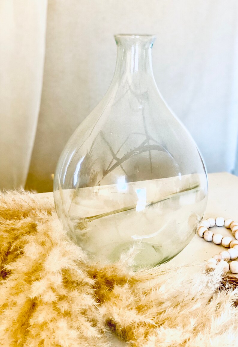 Clear Recycled Tall Glass Bottle Vase Carafe Shaped Vase Etsy UK