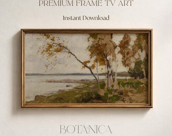 Vintage Autumn Landscape Frame TV Art Moody Fall Country River Painting Cozy Autumnal Nature TV Wall Art Fall Seasonal Digital Download