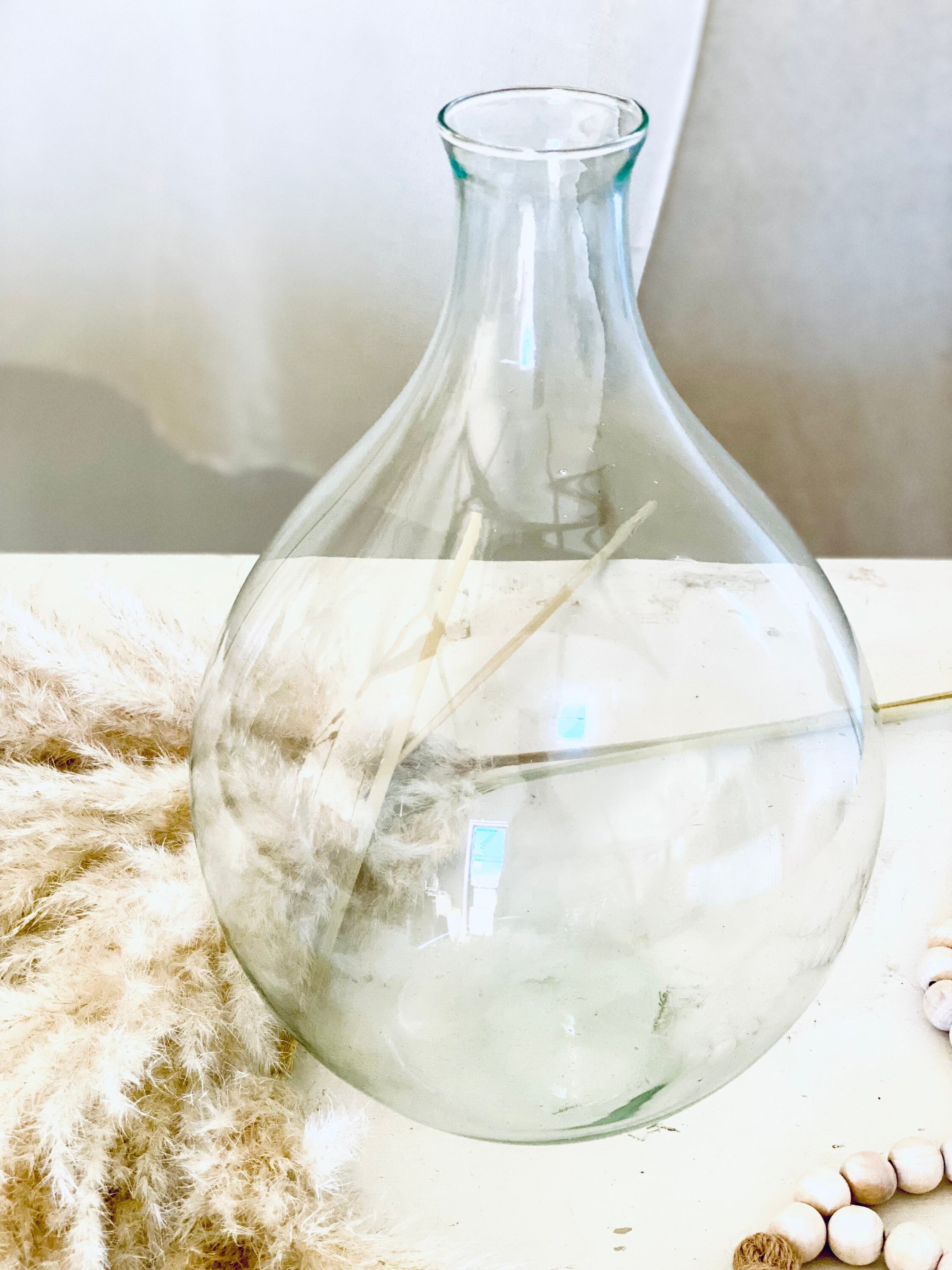 Clear Recycled Tall Glass Bottle Vase Carafe Shaped Vase Etsy UK