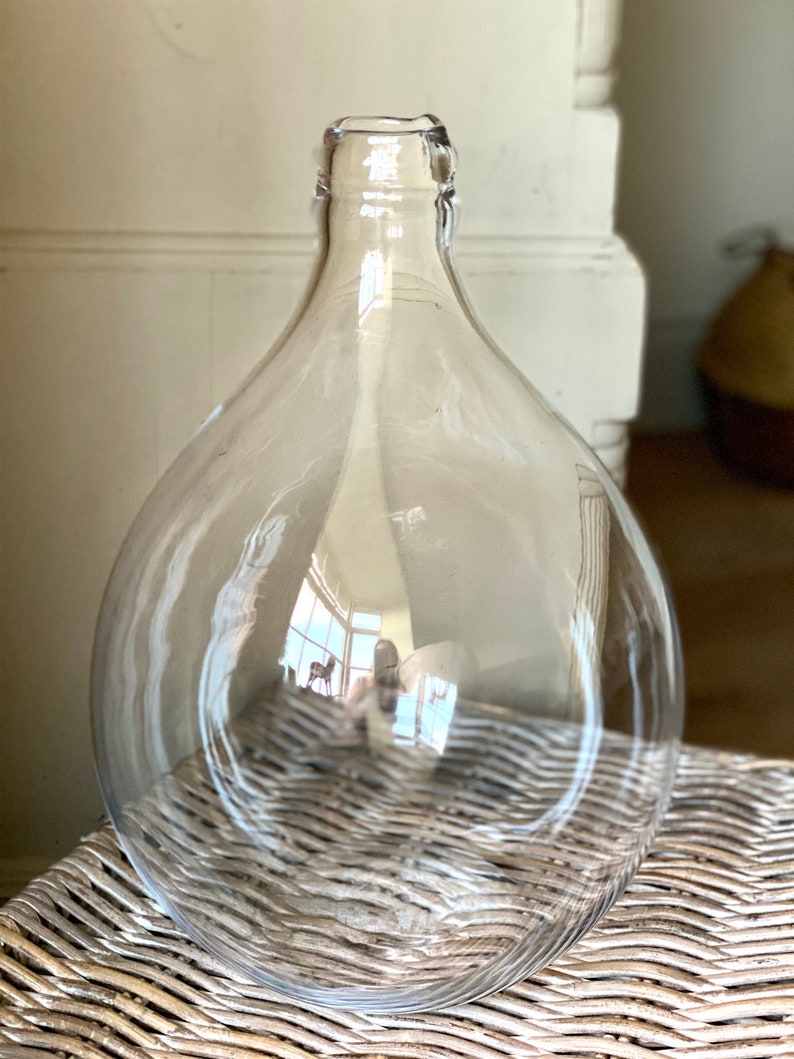 Large Clear Recycled Glass Vase Bottle Neck Narrow Opening Etsy UK