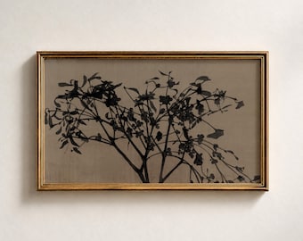 Moody Fall Samsung Frame TV Art, Vintage Floral Botanical Blossom Painting, Cottagecore Autumn TV Wallpaper, Dark Moody Digital Download
