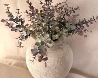 Artificial Eucalyptus Bush Faux Green Everlasting Stem Realistic Grey Green Foliage Vase Arrangement Faux Greenery for Home Decor Autumn