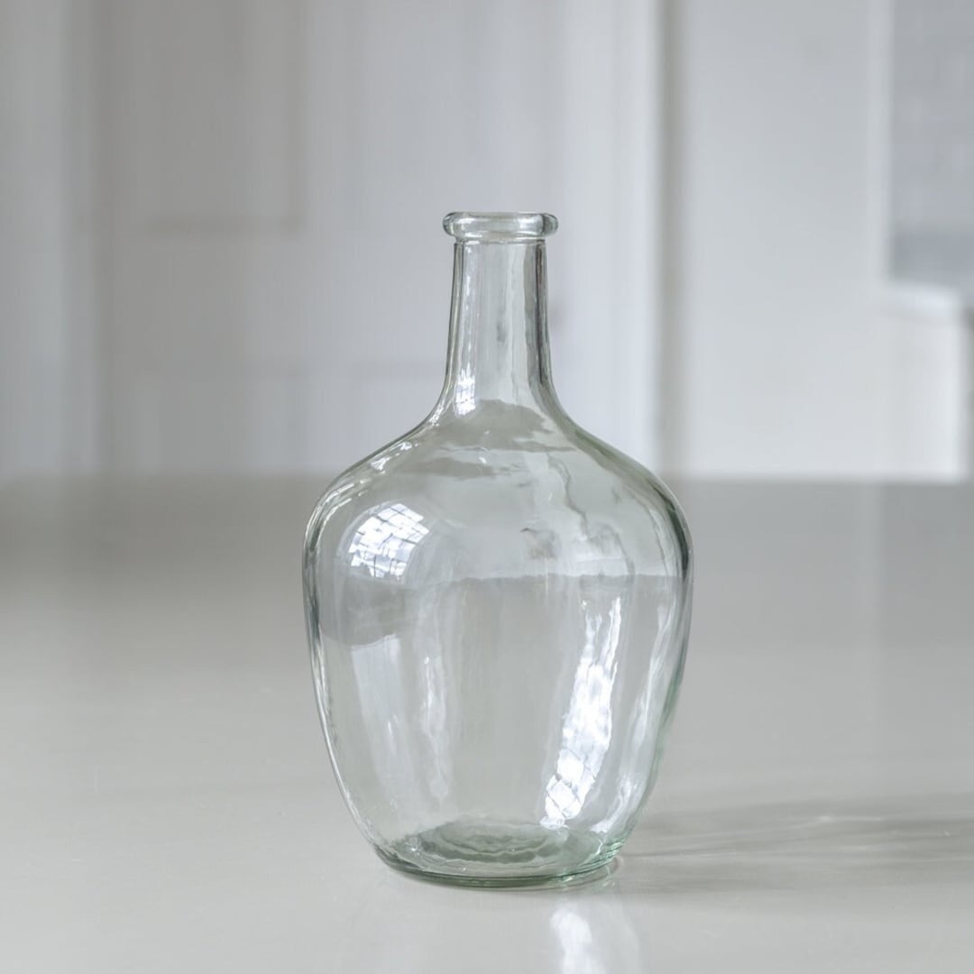 Glass Bottle Vase Small Clear Recycled Glass Vase Wedding Centrepiece ... - Recycled Glass Vase Decorative Objects
