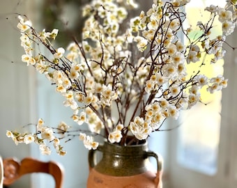White Cherry Blossom Branch Spring Decor Artificial Spring Vase Arrangement Faux Blossom Stem Realistic White Silk Blossom Flowers Bouquet