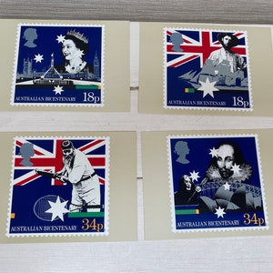 Cartes postales Royal Mail Stamp - Bicentenaire australien, 21 juin 1988