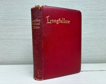 The Poetical Works of Henry Wadsworth Longfellow Red Faux Leather Frederick Warne and Co Antique Hardback Book