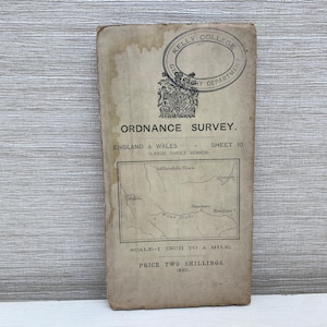 10 große Bogen Serie Antike Landkarte England & Wales 1914 auf Stoffblatt