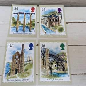 Cartoline con francobolli Royal Mail - Archeologia industriale 4 luglio 1989