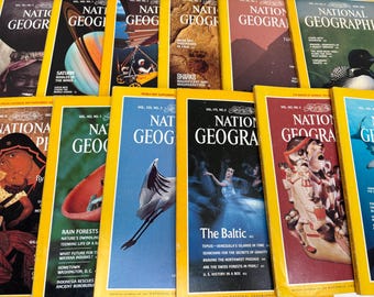 1980-talets National Geographic-tidningar Vintage - Säljs separat