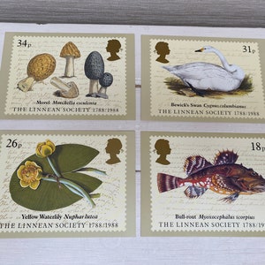 Postzegelkaarten van Royal Mail - The Linnean Society 19 januari 1988