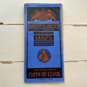 Vintage Bartholomäus-Karte - Firth of Clyde - 1,2 cm großes konturiertes Blatt 44 - Mid Century