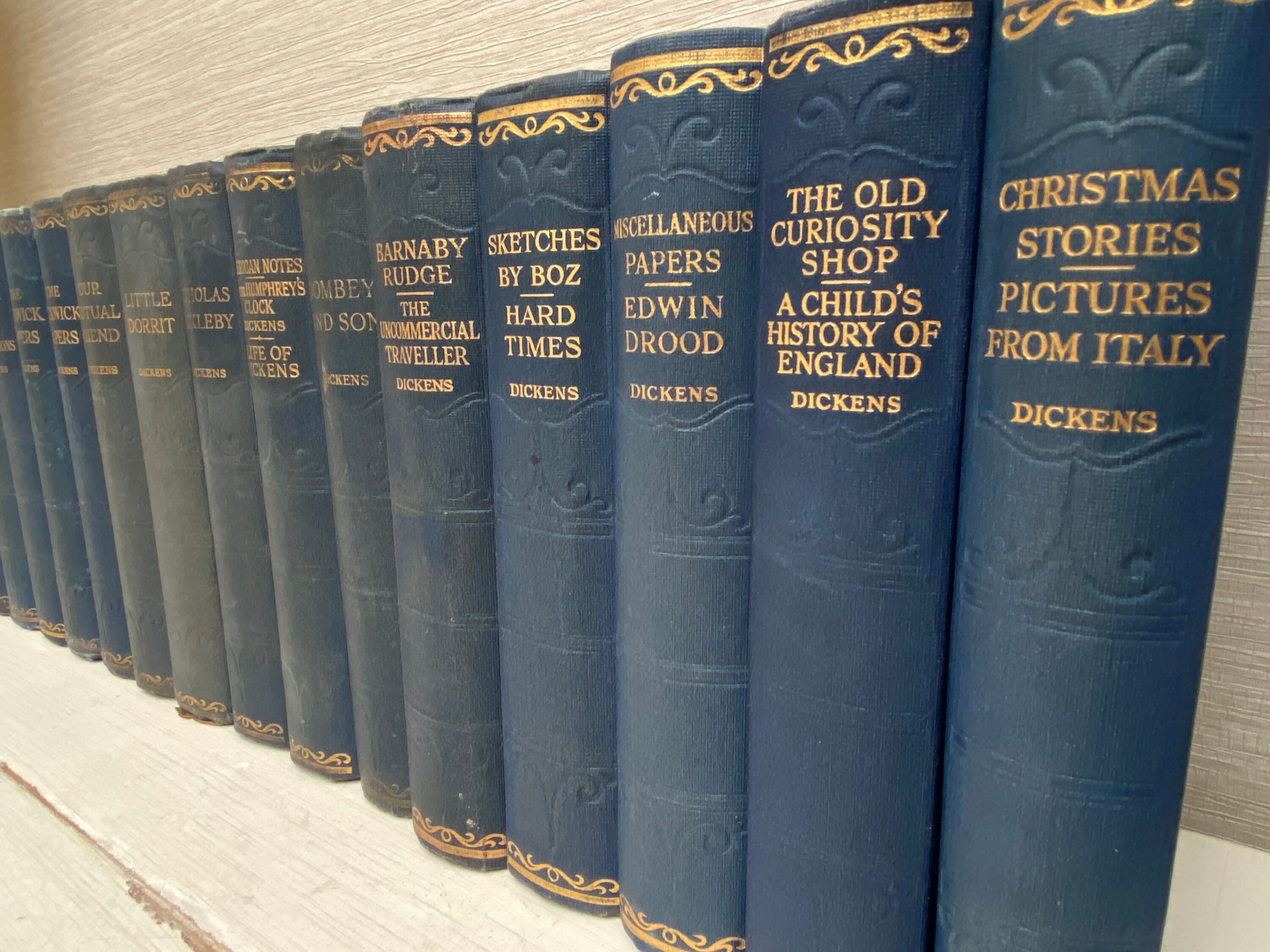 Charles Dickens 1930s Hardback Books Illustrated by Phiz - Hazell