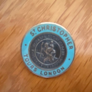 Vintage St Christopher Tours London Enamel Lapel Pin Badge