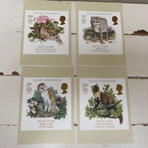 Cartes postales Royal Mail - Espèces en péril pour la conservation de la nature 20 mai 1986