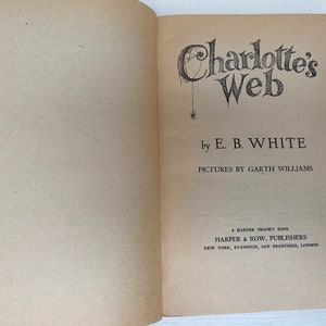 Charlottes Web by E B White 1973 Harper & Row Paperback Children's Book ...
