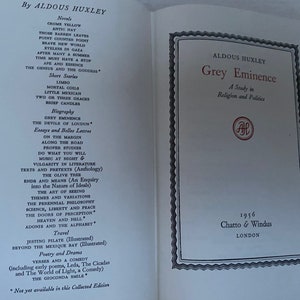 Grey Eminence by Aldous Huxley 1956 Hardback Book - A Study in Religion ...