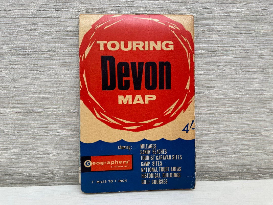 Touring DEVON Map Geographer's Map Company Ltd 1960s 2.5miles to the