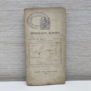 Antike Ordnance Survey Map England & Wales 1913 auf Stoffblatt 45