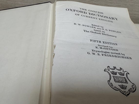 The Concise Oxford Dictionary 1972 Fifth Edition Hardback Book