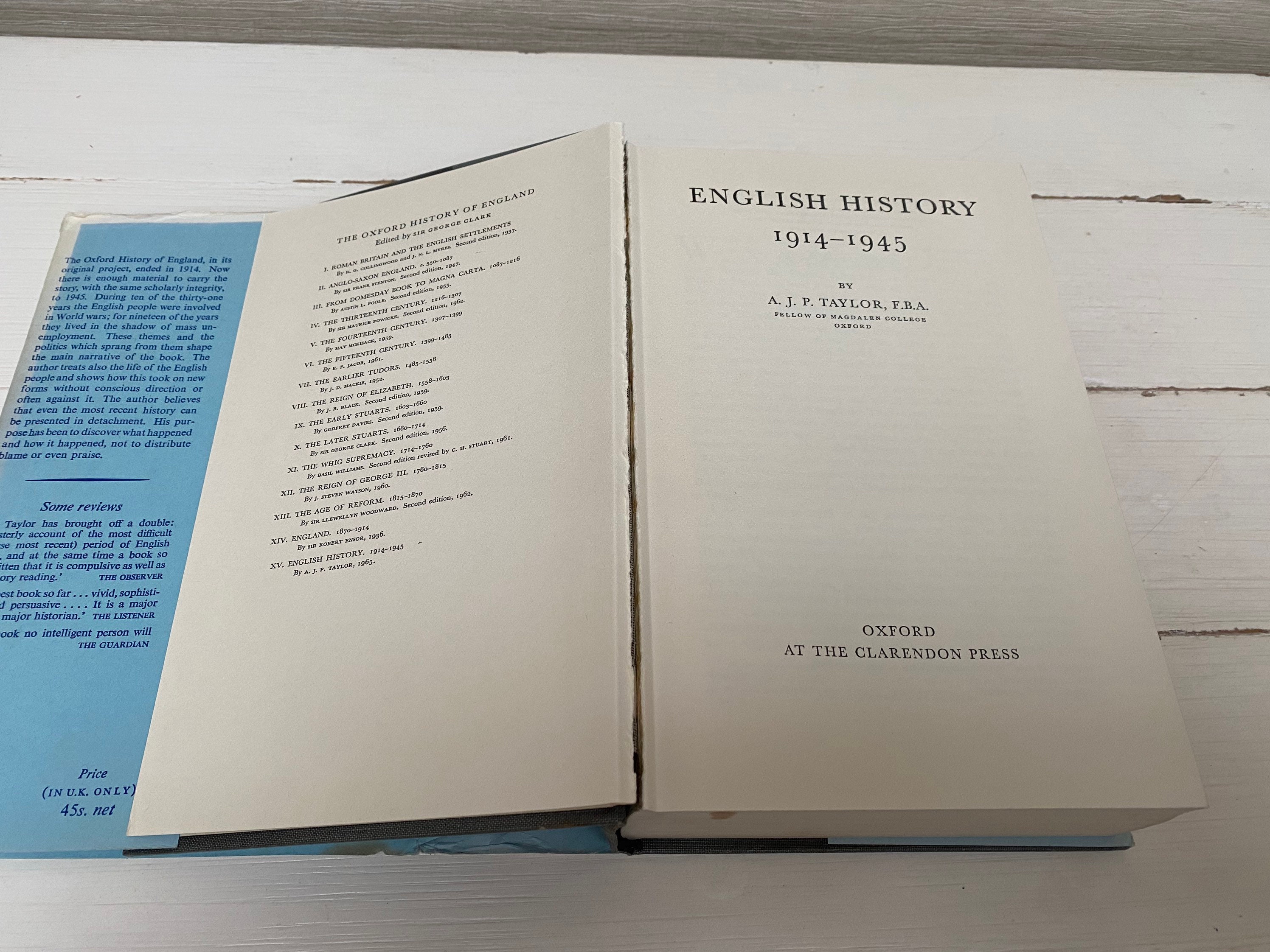 English History 1914-1945 by A J P Taylor 1965 Hardback Book