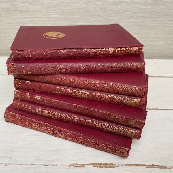 Rudyard Kipling Antique Red Leather Books 1920s  Pocket Edition- Various Titles Sold Individually