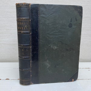 The Works of Lord Byron Volume II Antique Hardback Book c1840s William Anderson - Leather Spine