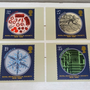 Cartes postales Royal Mail Stamp - Royal Microscopical Society 5 septembre 1989