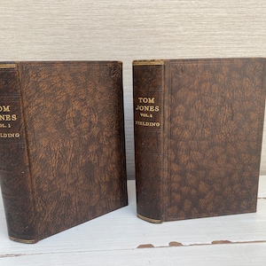 Tom Jones by Henry Fielding Two Volume Set c1930 Vintage Odham&#39;s Press Brown Faux Leather Hardback Books
