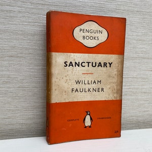 Sanctuary by William Faulkner Orange Vintage Penguin Paperback Book 1955