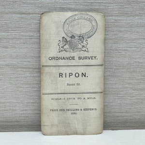Antike Landkarte der Landkarte Ripon 1904 auf Stoffblatt 52